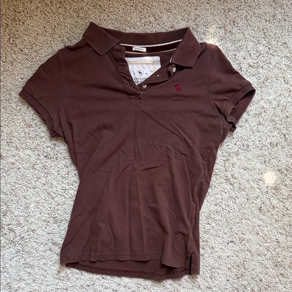 Circa 2005 Abercrombie & Fitch Women's Dark Brown Polo Shirt